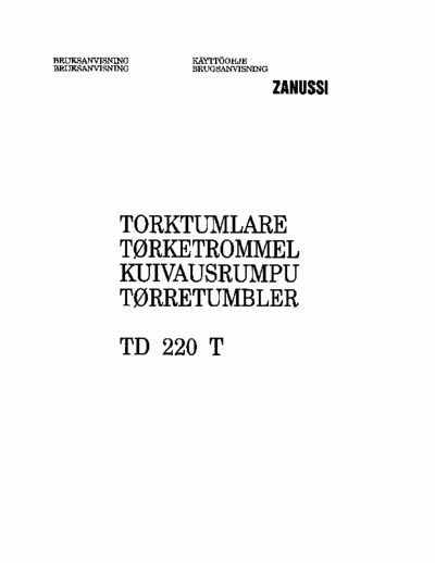 Zanussi TD-220 T User Manual Norwegian